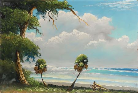 Highwaymen Landscape of Florida Beach with Palms