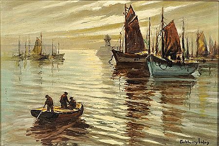 "Departure for fishing at dusk"