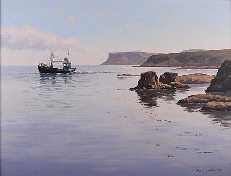 BALLYCASTLE FISHING BOAT by Gregory Moore - Auction record, sale price, and art valuation. Compare with similar artists and explore comparable artworks.