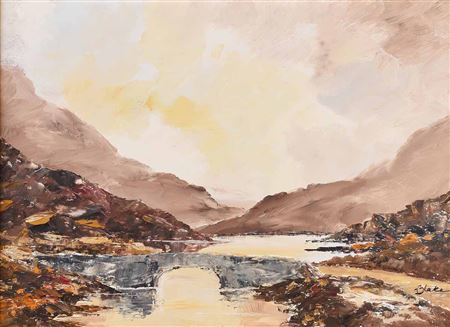 BRIDGE NEAR LOUGH MASK by Liam Blake - Auction record, sale price, and art valuation. Compare with similar artists and explore comparable artworks.