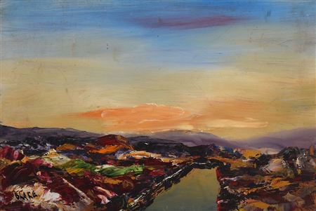Across the Bog by Liam Blake - Auction record, sale price, and art valuation. Compare with similar artists and explore comparable artworks.