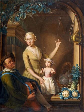 Woman with child and organ grinder. 1780