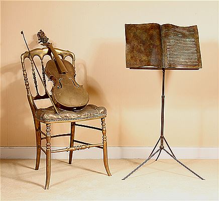 Viola on a chair and lectern with score