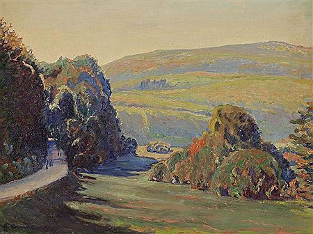 Französische Hügel-Landschaft mit Weg