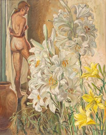 Weiblicher Akt mit Blumen
