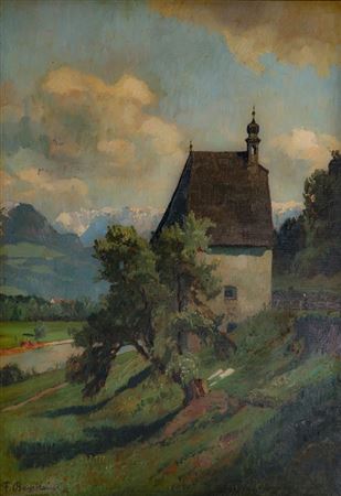 Bayerische Landschaft mit Kapelle