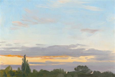 Clouds above shrubs and poplar trees by Christian Friedrich Gille - Auction record, sale price, and art valuation. Compare with similar artists and explore comparable artworks.