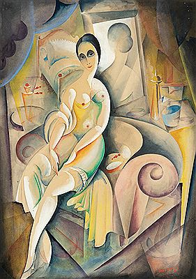 Woman in an armchair