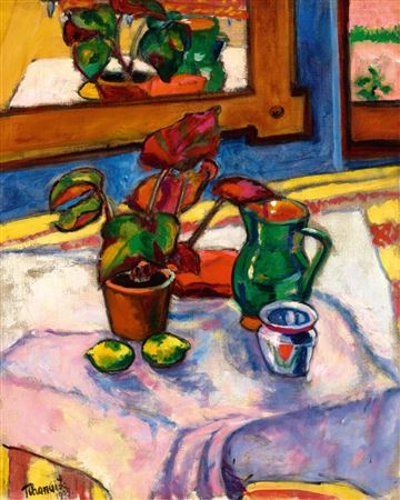 Still-Life with Flower, Jug and Lemons, 1909 by Lajos Tihanyi - Auction record, sale price, and art valuation. Compare with similar artists and explore comparable artworks.