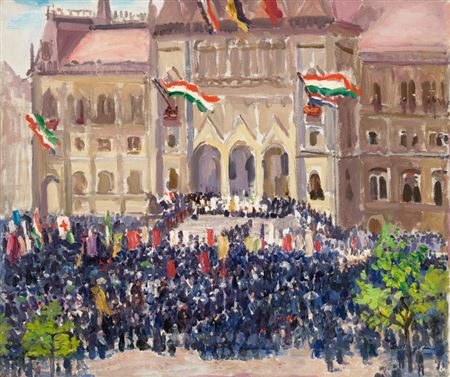 Celebrations in front of the Parliament