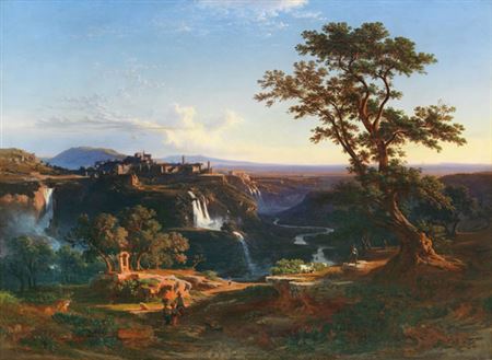 Die Kaskaden von Tivoli in der Abendsonne, 1861.