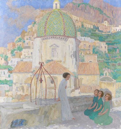 Mädchen am Brunnen vor Santa Maria Assunta, Positano, 1910-15.