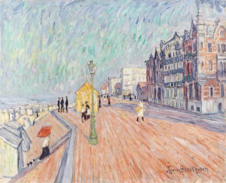 Strandpromenade in Knokke, Um 1907.