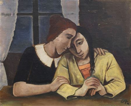 Zwei Mädchen am Tisch, 1923