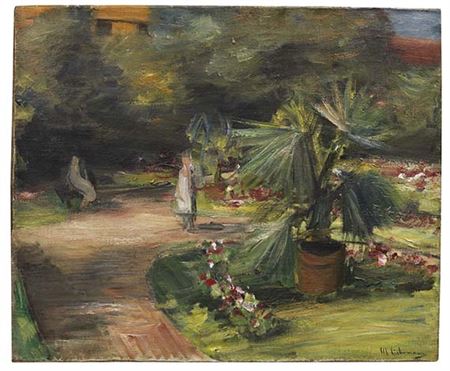Garden with a palm tree and two female figures , 1908