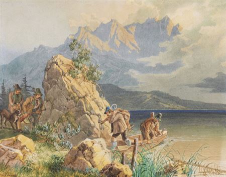 Jäger und Wilderer am Eibsee bei der Zugspitze