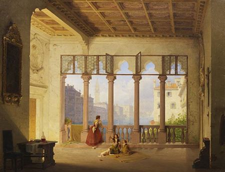 Venezianisches Interieur mit Ausblick auf Campanile und Dogenpalast