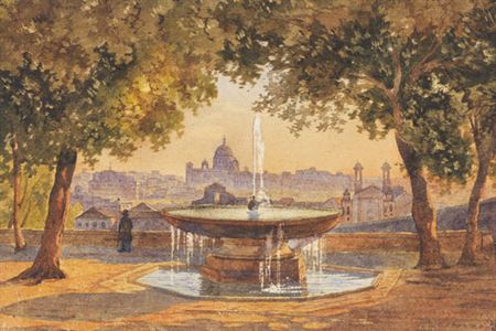Blick über Rom vom Brunnen der Villa Medici