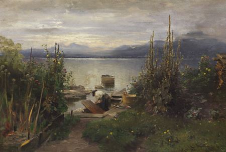 Blumengarten und Fischer auf der Fraueninsel