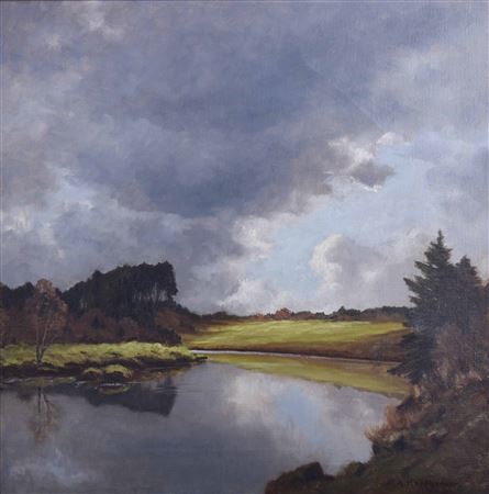 Low mountain range with a lake