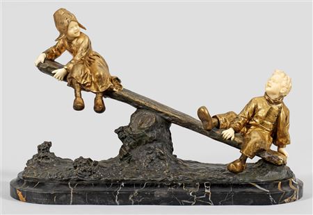 Dutch girl and boy on a see-saw by Giuseppe D'Aste - Auction record, sale price, and art valuation. Compare with similar artists and explore comparable artworks.