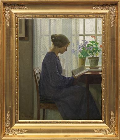 Reading girl at the window