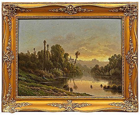 A river landscape in the evening light