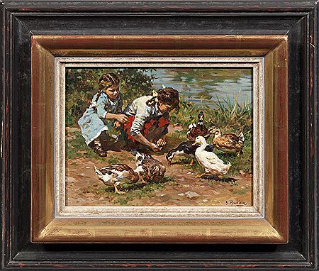 Girl feeding the ducks