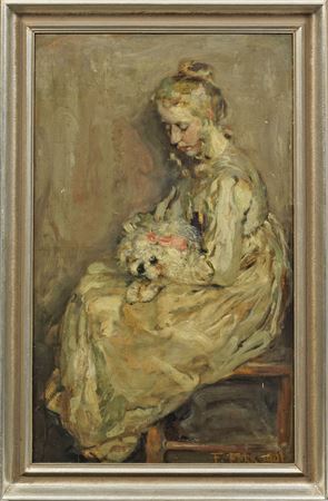 Mädchen mit kleinem Hund im Schoß by Friedrich Fehr - Auction record, sale price, and art valuation. Compare with similar artists and explore comparable artworks.