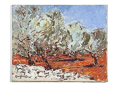 Trees set within a barren landscape