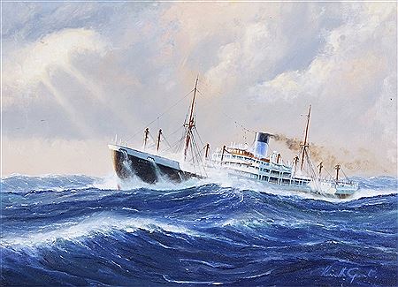The merchant ship Lycaon in high seas