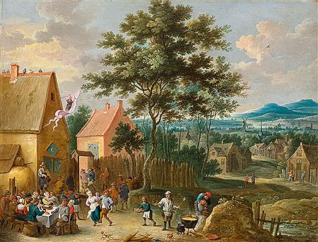 Landscape with rural festivities by Abraham Teniers - Auction record, sale price, and art valuation. Compare with similar artists and explore comparable artworks.
