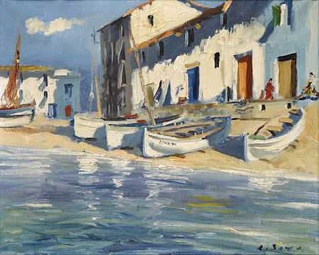 Fishing village. by Rafael Fernandez de Soto - Auction record, sale price, and art valuation. Compare with similar artists and explore comparable artworks.