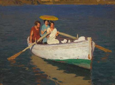 Three women in a boat.