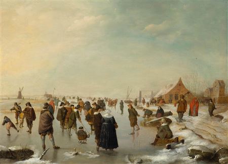 Winter landscape with skaters. by Barent Avercamp - Auction record, sale price, and art valuation. Compare with similar artists and explore comparable artworks.