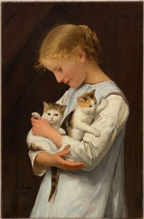 Sample artwork by Robert Zund (1827 - 1909), known for naturalistic landscape painting, bucolic scenes, teaching - View similar artists and auction records