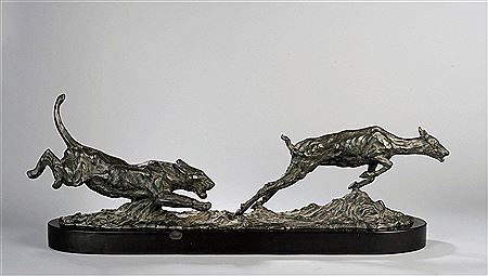 Lioness attacking a gazelle