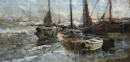 Fishing boats at low tide, Escaut