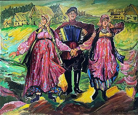 Group of peasants singing