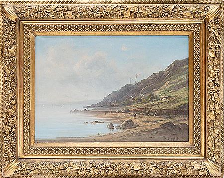 A coastal landscape with fishermans cottages below a rocky hill by Charles Antoine Lenglet - Auction record, sale price, and art valuation. Compare with similar artists and explore comparable artworks.
