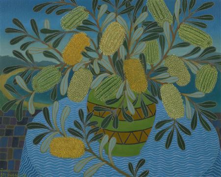 Banksia Still Life by June Ethel Stephenson - Auction record, sale price, and art valuation. Compare with similar artists and explore comparable artworks.
