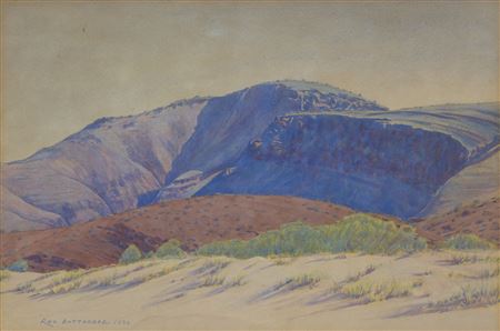 Mount Hermannsburg, Finke River 1936 by Rex E Battarbee - Auction record, sale price, and art valuation. Compare with similar artists and explore comparable artworks.