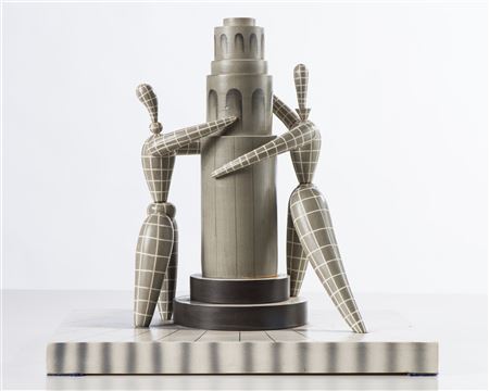 Two Figures with Castle