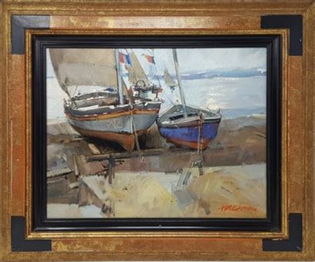 "Boats on the beach" by Herve Fenouil - Auction record, sale price, and art valuation. Compare with similar artists and explore comparable artworks.