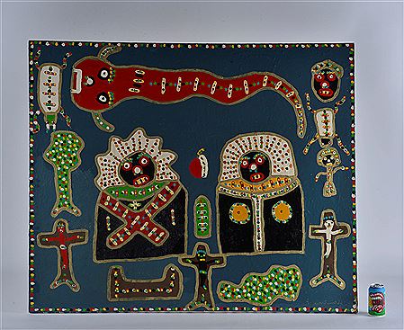 Sample artwork by Richard Burnside (1944 - 2020), known for post modern symbolism, folk art - View similar artists and auction records