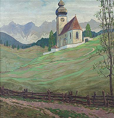 Curch in the Mountains, 1937 by Karl Kasberger - Auction record, sale price, and art valuation. Compare with similar artists and explore comparable artworks.
