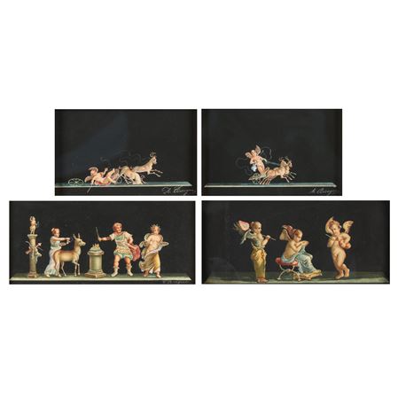 Four Watercolor Friezes with Putti
