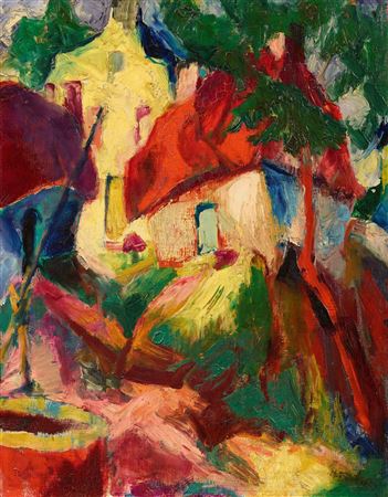 Häuser mit Ziehbrunnen 1922