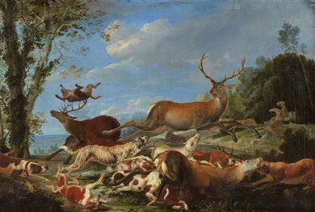 Stag Hunt by Carl Borromäus Andreas Ruthart - Auction record, sale price, and art valuation. Compare with similar artists and explore comparable artworks.