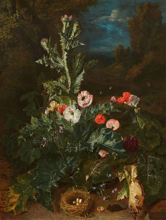 Still Life with Thistle and Nest by Pieter Snyers - Auction record, sale price, and art valuation. Compare with similar artists and explore comparable artworks.
